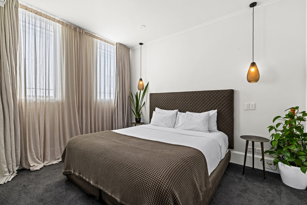 Bedroom in luxury Napier apartment